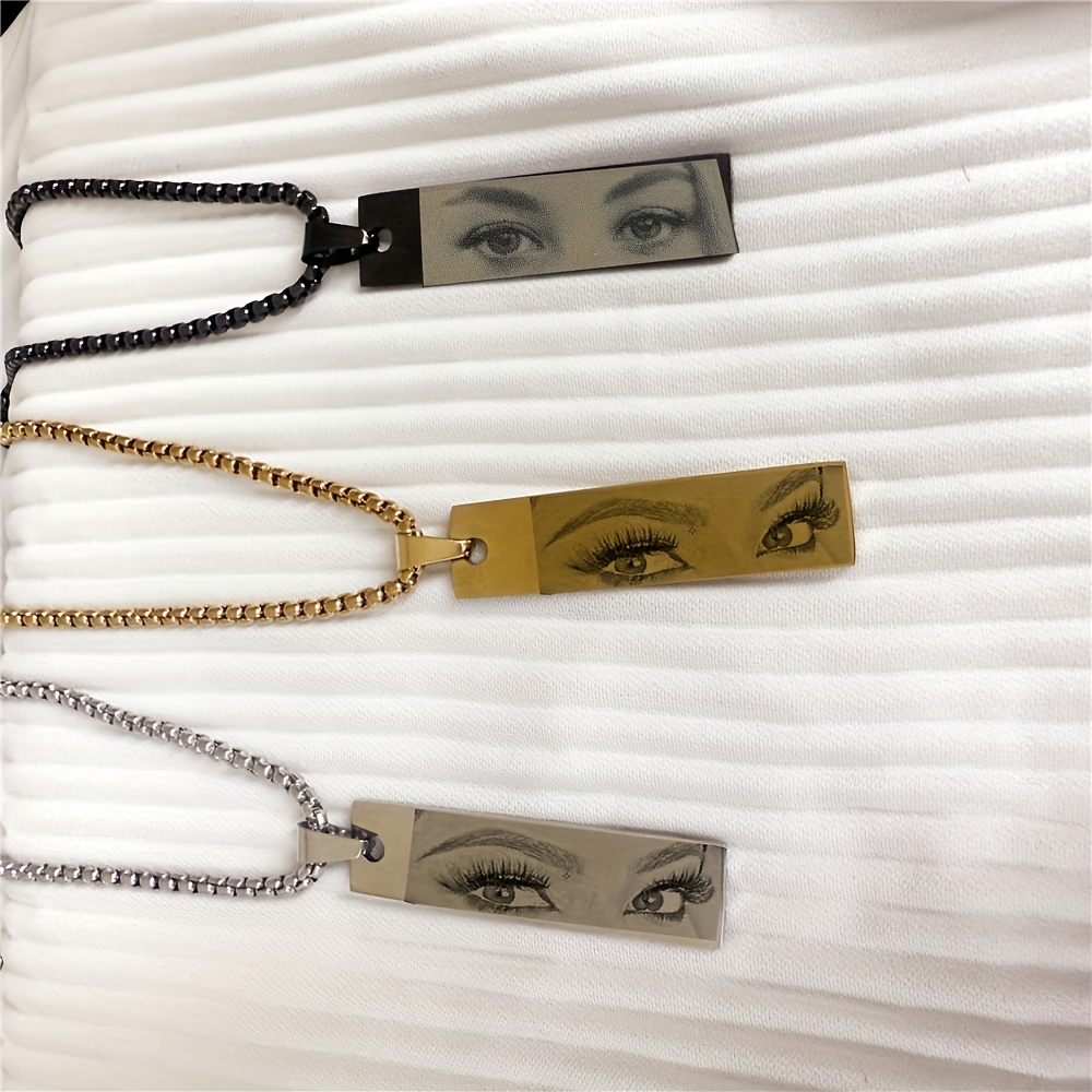 Customized Women's Photo Necklace Personalized Eye Pendant